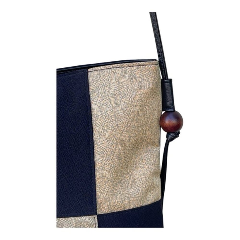 Two-Tone Checkerboard Pattern Canvas Crossbody Bag - image 4